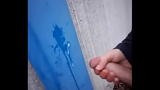 Outdoor masturbation! I Cum on wall in public - Wertert009